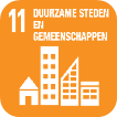 Logo van SDG 11 Duurzame steden en gemeenschappen