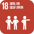 Logo van SDG 18 Deel en geef door