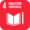 Logo van SDG 4 Kwaliteitsonderwijs